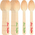 100 Pack Christmas Disposable Wooden Spoons, Merry Christmas Pattern for Cake, Hot Chocolate, Ice Cream