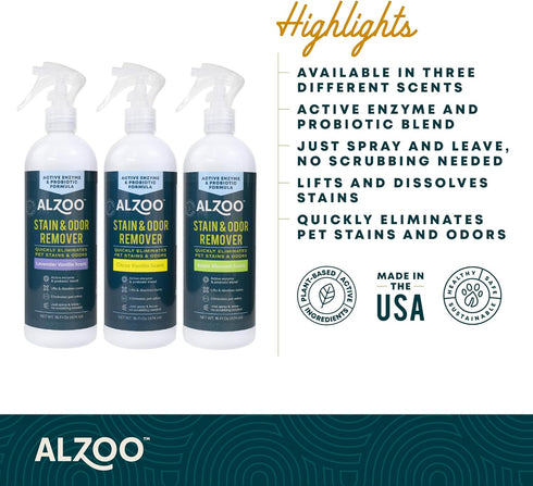 Stain & Odor Remover, 16 Fl. Oz Spray Bottle, Quickly Lifts Pet Stains & Eliminates Odors with Apple Blossom Scent