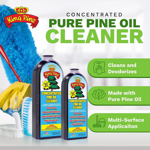 King Pine (8 Oz) Concentrated Pine Oil, Multi-Surface Cleaner, Industrial Strength, Original Black Fl