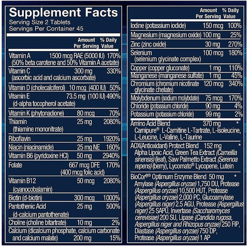 BODYTECH Ultimate Man Elite Multivitamin & Mineral Training Support Formula, 45 Servings (90 Tablets)