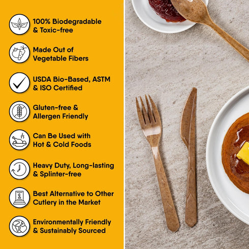 100% Biodegradable Spoons - 100 PCS Heavy-Duty Vegetable Fiber Spoons, 6.7” Long, Eco-Friendly Cutlery for All Occasions