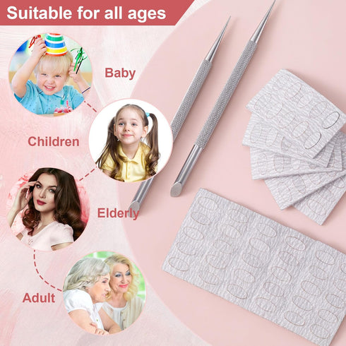Stainless Steel Nail Cuticle Pusher Tools, Dual Ended Cuticle Remover with Self-Adhesive Sandpaper Sheets