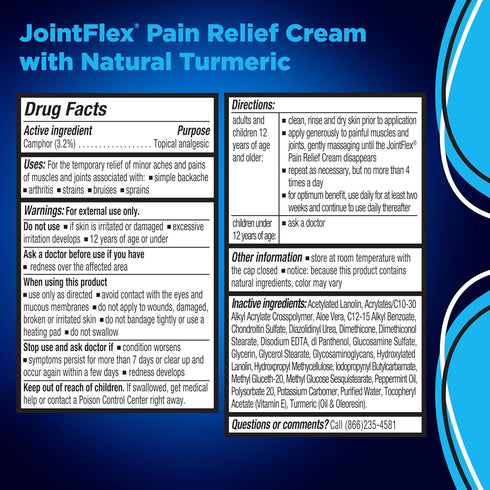 JOINTFLEX Pain Relief Cream with Turmeric, 3 Ounce Tube for Arthritis Joint Pain Relief