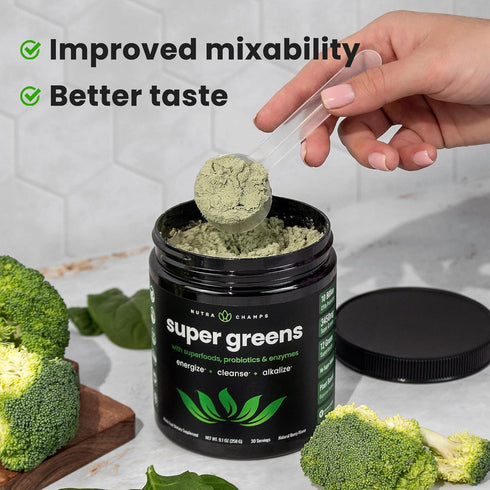 NutraChamps Super Greens Powder Premium Superfood | 20+ Organic Green Veggie Whole Foods | Antioxidant, Digestive