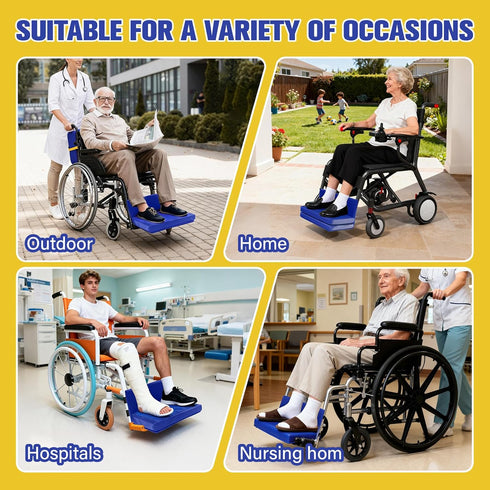 JZHLLA Adjustable Wheelchair Footrest High Density Foam Wheelchair Leg Rest Waterproof PU Leather Wheelchair Foot