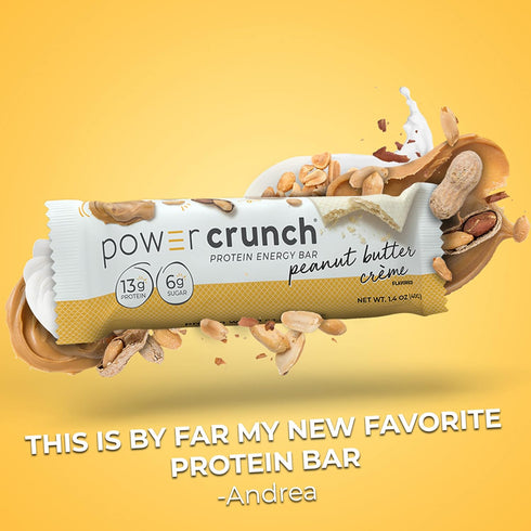 Power Crunch Protein Wafer Bars, High Protein Snacks, Peanut Butter Crème, 1.4 Ounce, 12 Count
