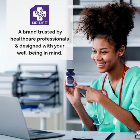 MD. Life Potassium Magnesium Supplement - 90 Capsules, High Absorption Magnesium Complex for Vascular Health