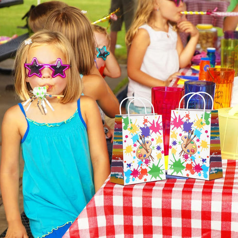 Art Party Bags - 16 Pieces Paint Art Party Treat Bags for Sip and Paint Party Decorations (Bright Style)