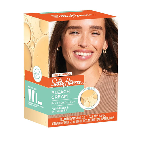 Sally Hansen Bleach Cream for Facial Hair & Body Hair, Vegan Formula, Pack of 2 (Package May Vary)