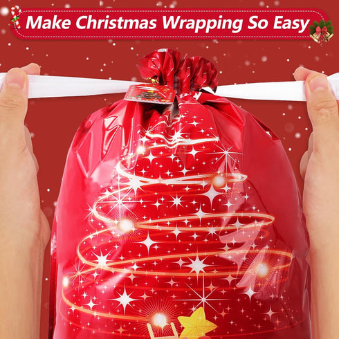 YIGOYIHU 30PCS 5 4 Christmas Gift Bags Drawstring - Christmas Gift Bags Assorted Sizes - Designs Size Xmas Bag Bulk