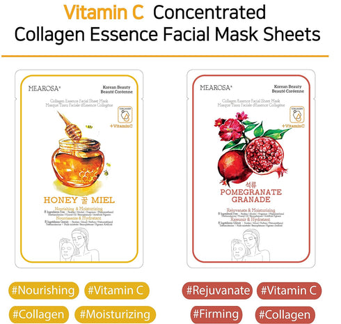 Vitamin C Collagen Firming Essence Face Mask, Premium Quality Sheet Mask for Skin Care (8 pack)
