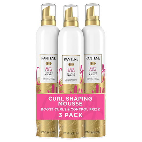 Pantene Curl Mousse for Curly Hair, Tames Frizz for Soft Touchable Curls, 6.6 Ounce (Pack of 3)