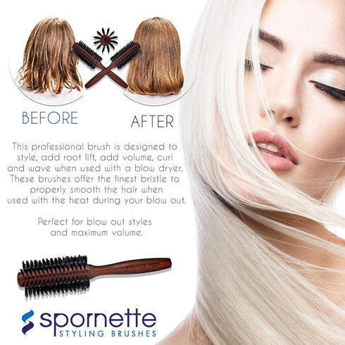 Spornette Deville Boar Bristle Round Brush, 2 Inch for Blow Drying, Curling & Styling