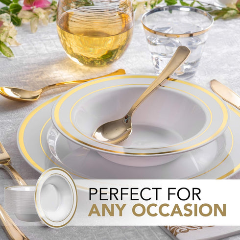Stock Your Home Plastic Party Bowls, 50 Pack 12 Oz Elegant Disposable Dinnerware for Catering and Holidays