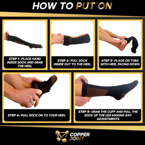 CopperJoint Copper Compression Socks for Women & Men - Diabetic Socks, Improves Circulation, Reduces Swelling