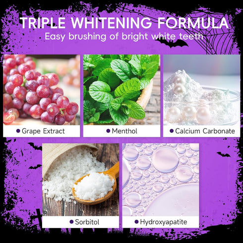 Set Teeth Whitening Powder Purple Teeth Whitening Kits Natural Tooth Powder Gifts Powder Toothpaste for Men Women Tooth