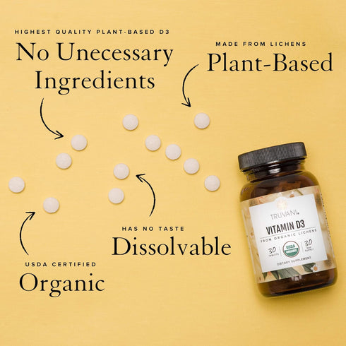 Truvani Vitamin D3 from Organic Lichen (30 Tablets)