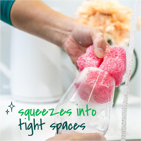 Scratch,1 Scotch-Brite Flex Scrub, Pink, Non-Scratch Dish Sponge with Flexible Shape, Non- Kitchen Sponge
