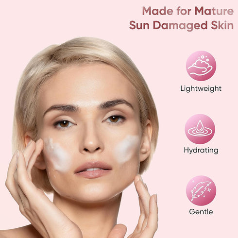 Rejuvenating Foaming Facial Cleanser 8oz - Gentle Foam Face Wash for Mature/Sun Damaged Skin, Made in France