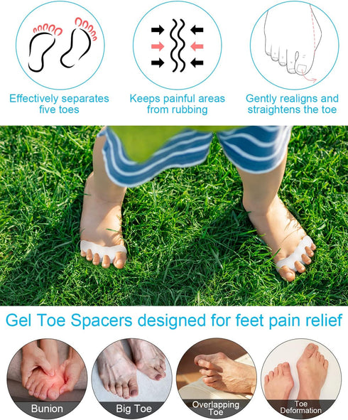 Soft Toe Spacers for Correct Toes Alignment, 3 Pairs Gel Separators Bunion Corrector for Children Foot Pain Relief