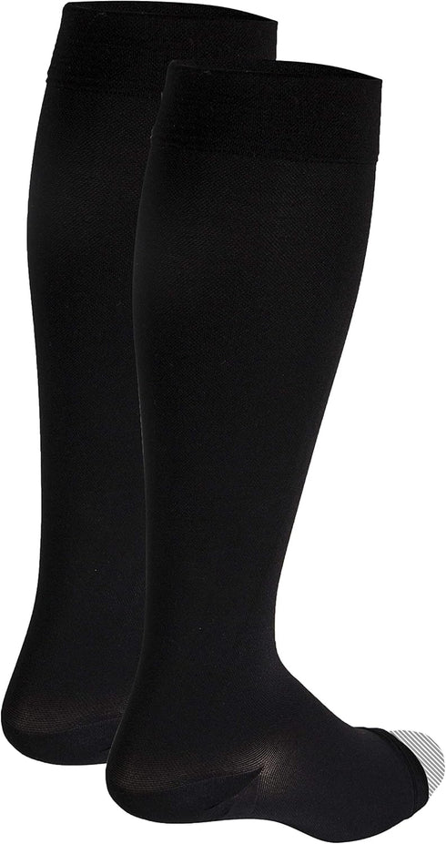 Truform Compression Stockings 30-40 mmHg, Knee High, Open Toe, Black, Small