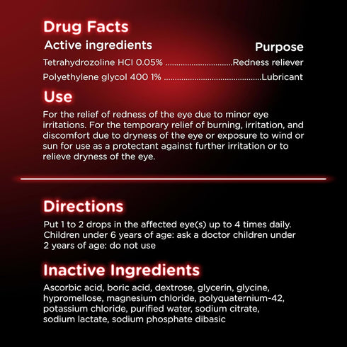 Tetrahydrozoline 0.28 oz Visine Red Eye Hydrating Comfort Redness Relief and Lubricant Drops to Help Moisturize