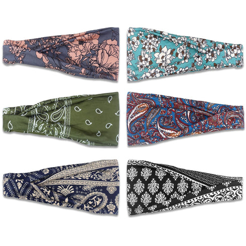 IVARYSS Headbands for Women, Non-Slip Premium Stretchy Hair Accessories, 6 Pack, Boho for Yoga, Fashion, Travel