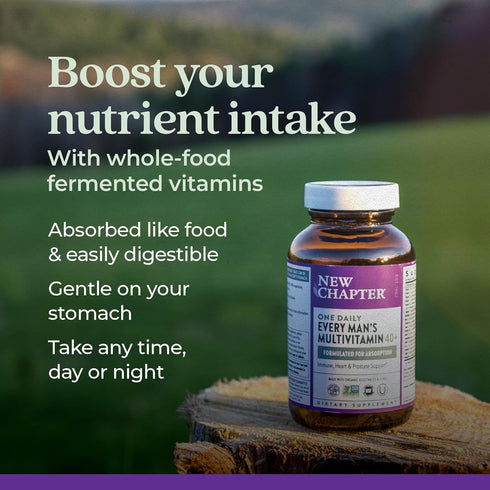 New Chapter Men's Multivitamin 40 Plus for Energy, Heart, Prostate + Immune Support, 72 ct, Organic Vegetables & Herbs