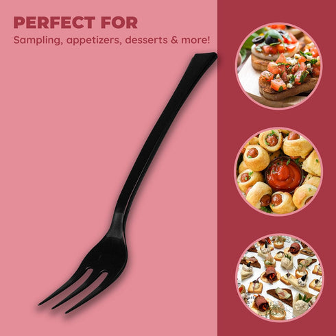 Jacent 48 Count Black Mini Appetizer Forks - 1-Pack