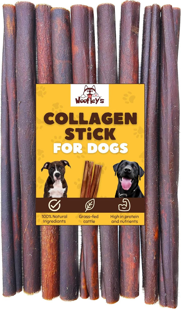 Woofley's 12 Inch Beef Collagen Sticks for Dogs (8 Count) Bully Stick Rawhide