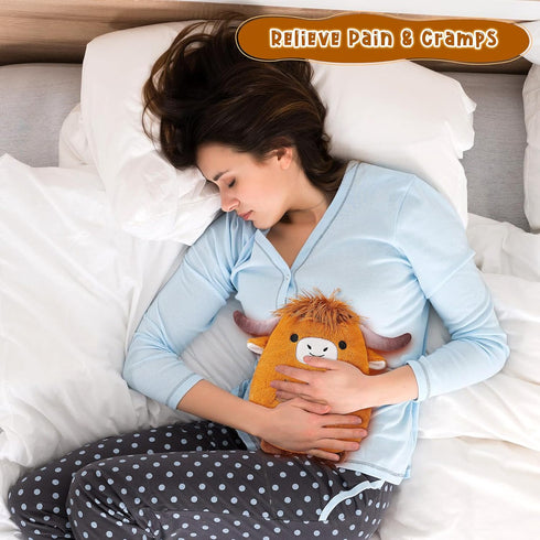 Pack Microwave Heating Pad for Period Cramp,Microwavable Heating Pad Stuffed Animal for Women Mother' Day,Highland Cow