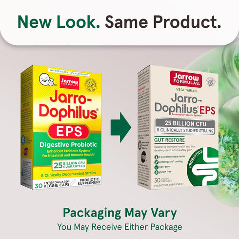 Jarrow Formulas Jarro-Dophilus EPS Probiotics, 25 Billion CFU, 30 Veggie Capsules for Gut Restore & Immune Support