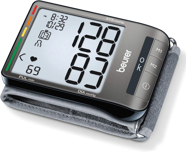 Beurer BC81 Wrist Blood Pressure Monitor – XL Display, Arrhythmia Detection, 120 Memory Sets, Automatic Machine with