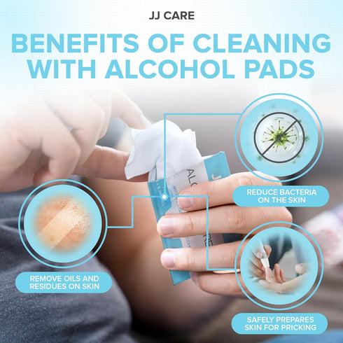 JJ CARE Large Alcohol Prep Pads, 4 x 6" Sterile Alcohol Pads Individually Wrapped, 70% Isopropyl Alcohol Wipes, Pack of