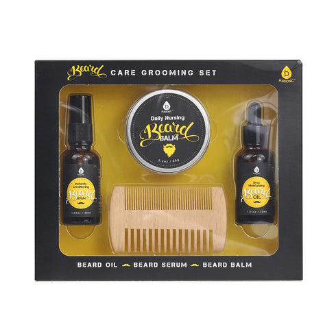 Pursonic Ultimate Beard Care Grooming Set - Includes Men's Beard Comb, Oil, Balm & Serum