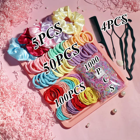 YANRONG 1159PCS Hair Accessories Set for Women - Seamless Ponytail Holders and Variety Hair Scrunchies (Multicolour)
