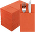 Dark Orange Napkins (50 Pack) - Disposable Linen-Feel Dinner Napkins with Built-in Flatware Pocket for Parties