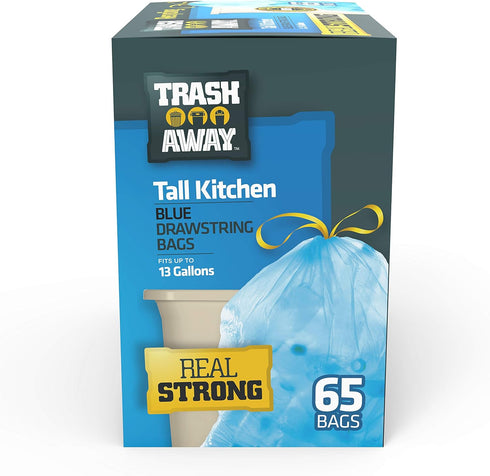 Trash Away (65 13 65 13 Heavy Duty Recycling Drawstring Bags | Tall & Strong Bags for Home & Kitchen - Ct, Gallons)