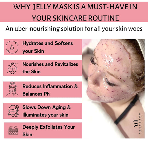 Jelly Face Mask for Facials - Bulgarian Rose Hydrating, Brightening & Nourishing Jelly Mask with Free Jade Roller & Spatula | Professional Hydrojelly Masks | Vajacial Jelly Mask Powder | 23 Oz Jar