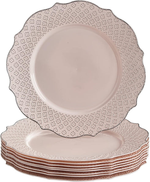 SILVER SPOONS 10 PC Heavy Duty Disposable Dessert Plates, Rose Gold Party Supplies for Baby Showers & Events