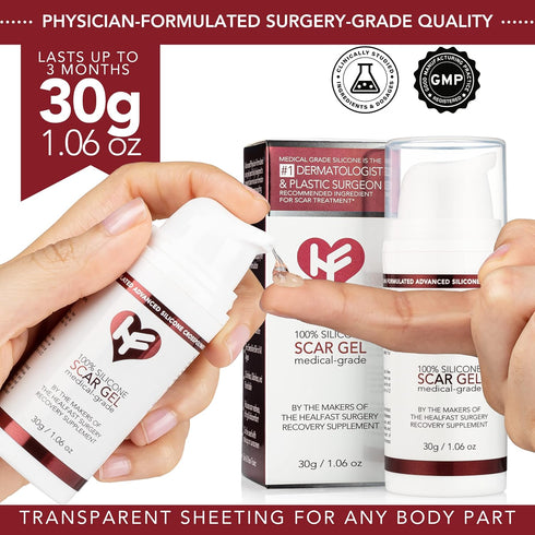 HealFast Silicone Scar Gel & Cream for Surgical Scars - Medical Grade Scar Treatment & Removal for Keloid, Acne, Burns