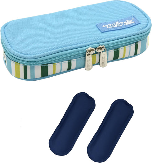 Goldwheat Diabetic Medication Organizer, Insulin Cooler Travel Case with 2 Ice Packs, Waterproof Light Blue