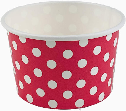 Worlds Paper Ice Cream Cups Polka Dot Paper Yogurt Cups 6OZ Pink 50