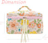 PAZIMIIK Cotton Makeup Bag for Women, Large Quilted Travel Cosmetic Case, Floral Orange