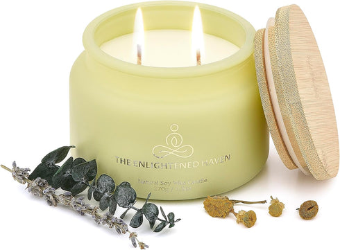 The Enlightened Haven Calming | 2-Wick Scented Candles for Home | Eucalyptus, Lavender, & Camomile