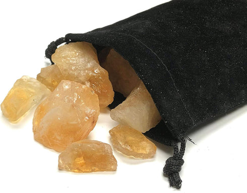 Rough Citrine Crystal Stone with Velvet Bag, 1/2 Pound
