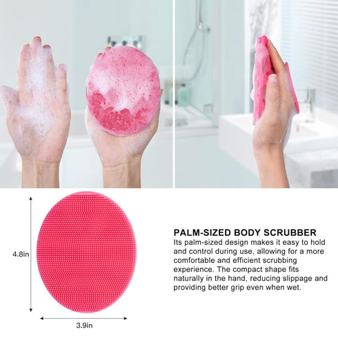 INNERNEED Soft Silicone Body Cleansing Brush, Gentle Exfoliating Shower Scrubber for All Skin Types, Pink