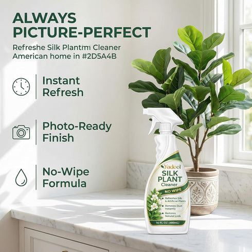 Silk Plant Cleaner Spray No Wipe, Artificial Flower Cleaner Cleaner, Removes Dust & Restores Fresh Natural Look, Easy