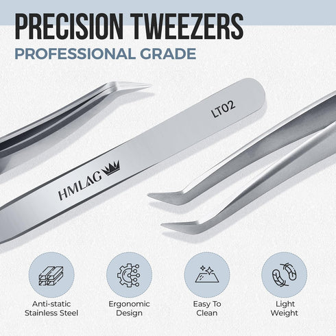 LASHVIEW High Precision Lash Tweezer, Stainless Steel Volume Eyelash Extension Tweezers for Professional Grafting, LT02