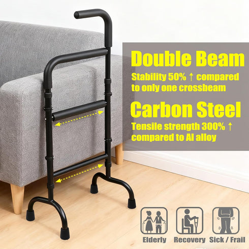 HeywoodCabin 2-in-1 300lb Adjustable Stand Assist for Elderly - Standing Rail & Walking Cane with Anti-Slip Handle